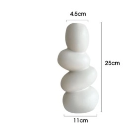 Decorative Ceramic Vase for Flowers, Pampas Grass Vase, Vase for Money Plant Live Plants for Home, Office,Gifts- (Pebble Vase, Height- 8.5 Inches, White)